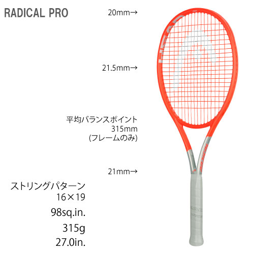 【SALE】【ガット張り代別】ヘッド [HEAD] 硬式ラケット RADICAL PRO（234101）ラジカルプロ 2021年モデル