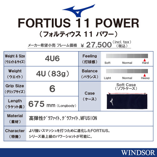 ウインザーオンラインショップ【張り工賃別】ミズノフォルティウス 11