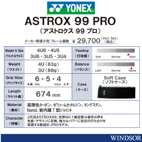 【張り工賃別・ガット代込】ヨネックス [YONEX] バドミントンラケット アストロクス99プロ　825カラー（AX99-P 825）