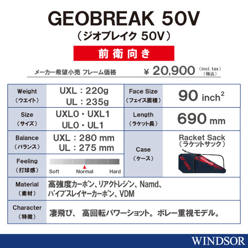 【張り工賃別・ガット代込】▽ヨネックス [YONEX] ソフトテニスラケット ジオブレイク50V LIMITED （GEO50VL 591）前衛向け