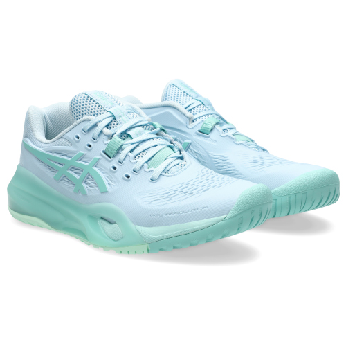アシックス レディ ゲル レゾリューション テン(asics LADY GEL-RESOLUTION X 1042A279 402)テニスシューズ レディース オールコート 26FW ライトブルー×オアシスグリーン(402) 22.5cm