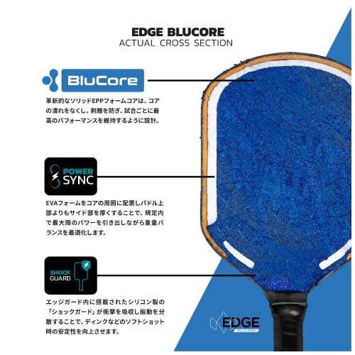 【ピックルボール】ダイアデム エッジブルーコア ハイブリッド16 (DIADEM EDGE BLUCORE HYBRID16 TPA024) パドル 25FW G1