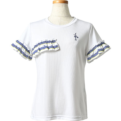 バルデマッチ ボーダーフリルＴシャツ （ BDM-C1211-10 ）[ Balle de match Tennis LS レディース  ]23SS【メーカー取寄せ商品】