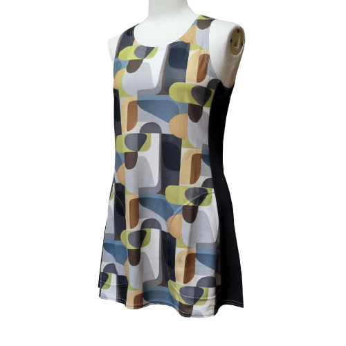 【SALE】ルフ 幾何学柄ノースリーブチュニック （ 338OP-BK ）[ Loeuf LS レディース ]24FW【メーカー取寄せ商品】