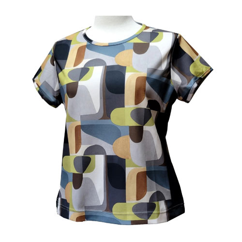 【SALE】ルフ 幾何学柄Tシャツ （ 338TB-BK ）[ Loeuf LS レディース ]24FW【メーカー取寄せ商品】