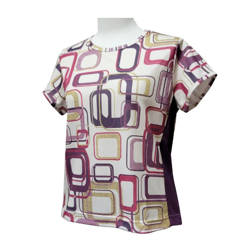 【SALE】ルフ 幾何学柄Tシャツ （ 338TB-PU ）[ Loeuf LS レディース ]24FW【メーカー取寄せ商品】