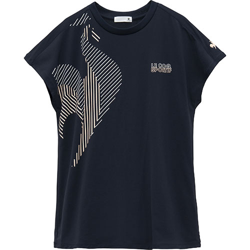 LANVIN SPORT】接触冷感 フレンチスリーブシャツ 黒 ゴルフ 38