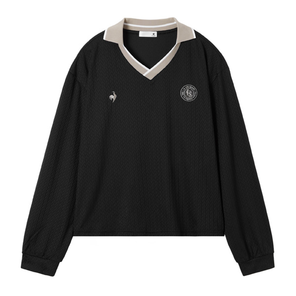 ルコックスポルティフ ジャガード長袖Tシャツ （ LU5FLS00L-BK00 ）[ lecoq sportif LS レディース ]25FW