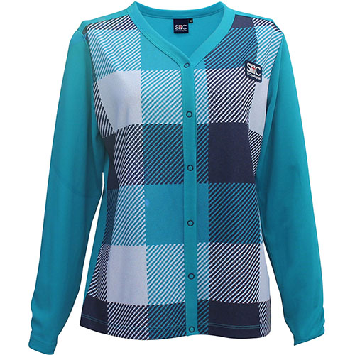 【SALE】セントクリストファー パネルチェックカーディガン （ STC-BCW6419-TQ ）[ St.Christopher LSWS レディース ]23FW【メーカー取寄せ商品】