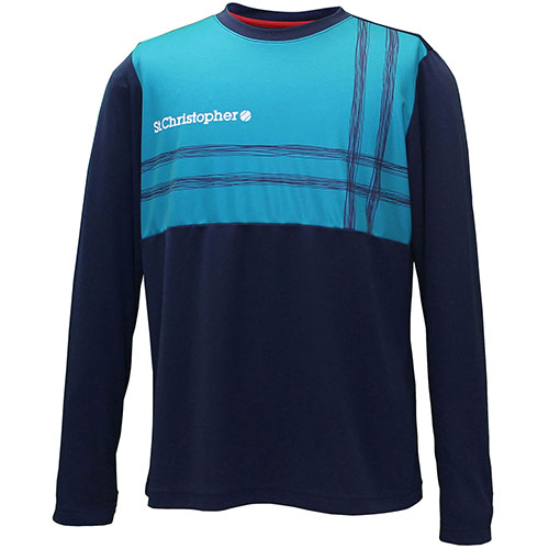 【SALE】セントクリストファー クロスラインロングスリーブシャツ （ STC-BDM5467-NV ）[ St.Christopher MS メンズ ]24FW