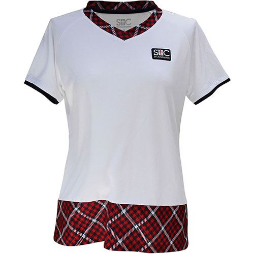 【SALE】セントクリストファー Vネックチェックゲームシャツ （ STC-BDW2355-WHRD ）[ St.Christopher LS レディース ]24SS【メーカー取寄せ商品】