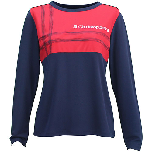 【SALE】セントクリストファー クロスラインロングスリーブシャツ （ STC-BDW6467-NV ）[ St.Christopher LS レディース ]24FW