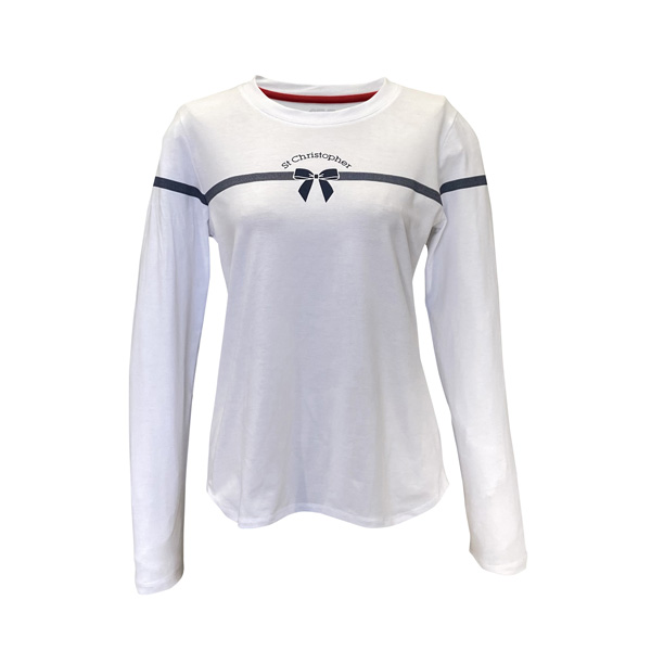 セントクリストファー リボンpatternロンTシャツ （ STC-BFW2017-WH ）[ St.Christopher LS レディース ]26SS