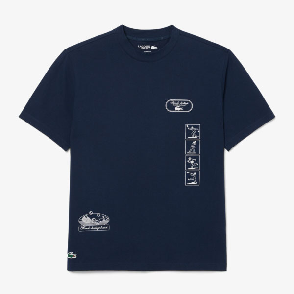 ラコステ テニスヘリテージアシンメトリーグラフィックウルトラドライTシャツ （ TH6732-10-166 ）[ LACOSTE MS メンズ ]26FW