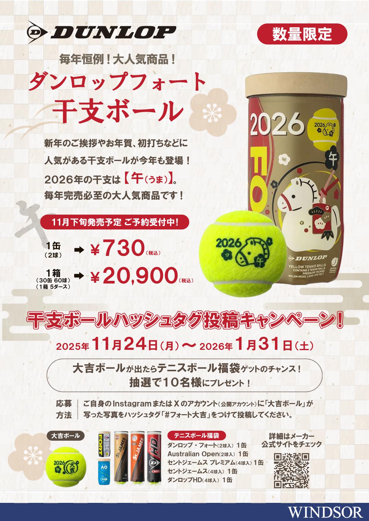 ★【ご予約受付中】11月下旬発売予定 ダンロップフォート「 2026 干支ボール」★