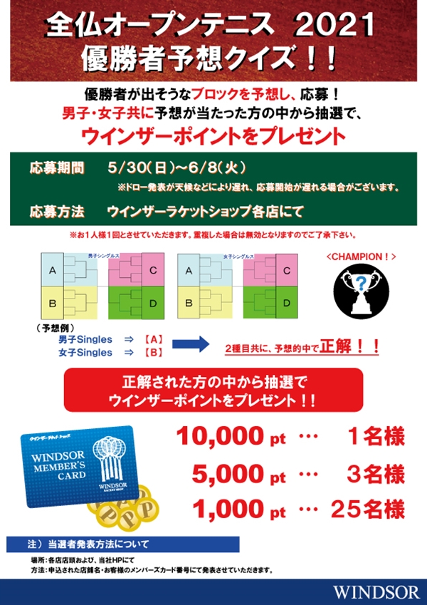 ★全仏オープンテニス優勝者予想クイズ！！★