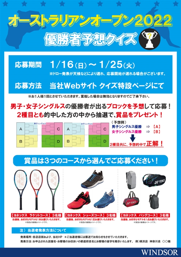 オーストラリアンオープン2022優勝者予想クイズ開催中