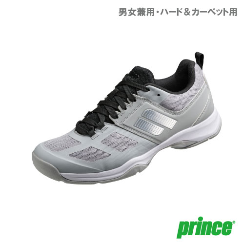 【ネットバーゲン】プリンス WIDE LITE V HC（DPSWH6 ワイドライト5 HC 248カラー）［Prince シューズ 男女兼用 ハード・カーペット用]  31FW（26.5cm / グレー×ブラック(248)）